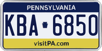 PA license plate KBA6850