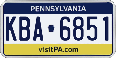 PA license plate KBA6851
