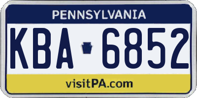 PA license plate KBA6852