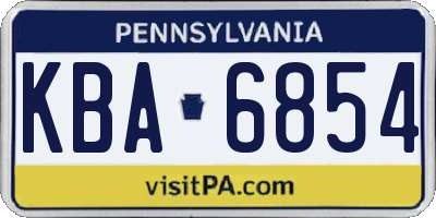 PA license plate KBA6854