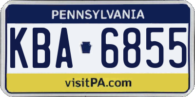 PA license plate KBA6855