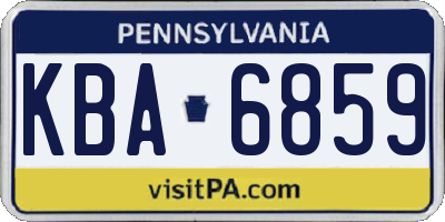 PA license plate KBA6859