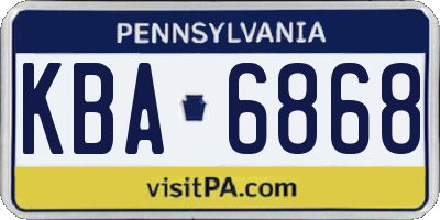 PA license plate KBA6868