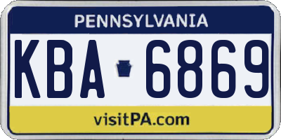 PA license plate KBA6869