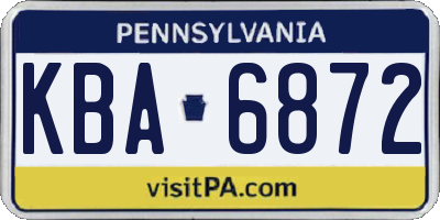 PA license plate KBA6872
