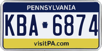 PA license plate KBA6874
