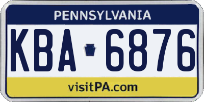 PA license plate KBA6876