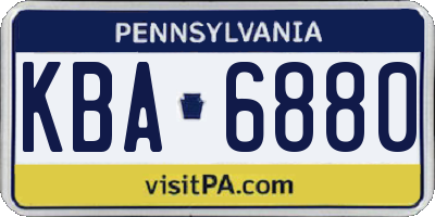 PA license plate KBA6880