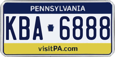 PA license plate KBA6888