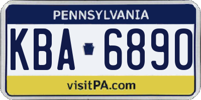 PA license plate KBA6890