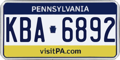 PA license plate KBA6892