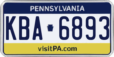 PA license plate KBA6893