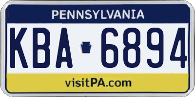 PA license plate KBA6894