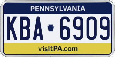 PA license plate KBA6909