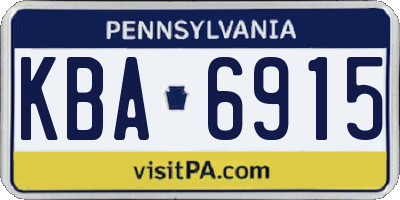 PA license plate KBA6915