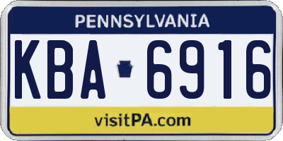 PA license plate KBA6916