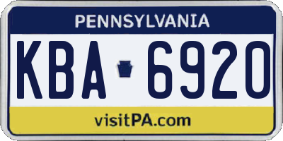 PA license plate KBA6920