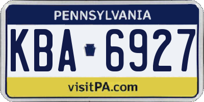 PA license plate KBA6927