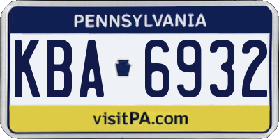 PA license plate KBA6932