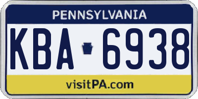PA license plate KBA6938