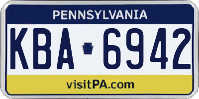 PA license plate KBA6942