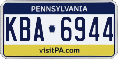 PA license plate KBA6944