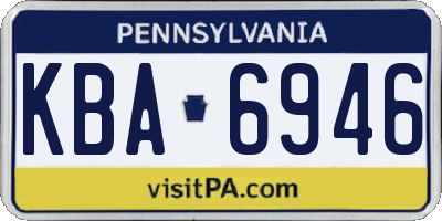 PA license plate KBA6946