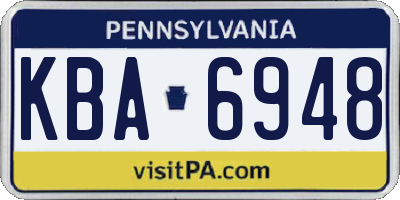 PA license plate KBA6948
