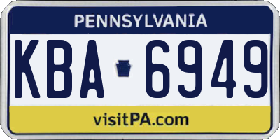 PA license plate KBA6949