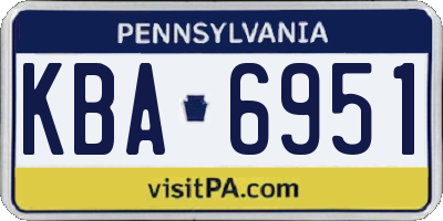 PA license plate KBA6951