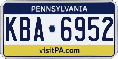 PA license plate KBA6952