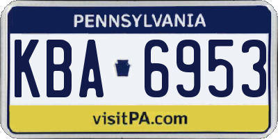 PA license plate KBA6953