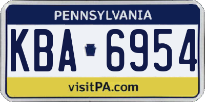 PA license plate KBA6954