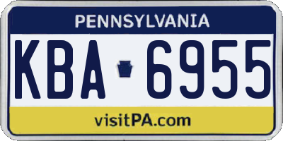 PA license plate KBA6955