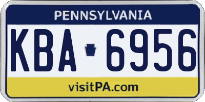 PA license plate KBA6956