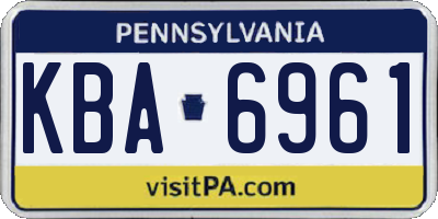 PA license plate KBA6961
