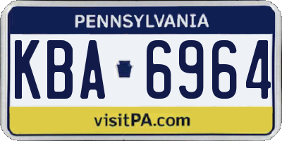 PA license plate KBA6964