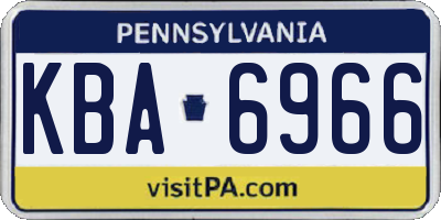 PA license plate KBA6966