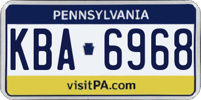 PA license plate KBA6968