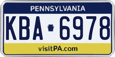 PA license plate KBA6978