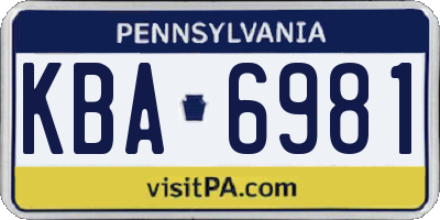 PA license plate KBA6981