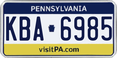 PA license plate KBA6985