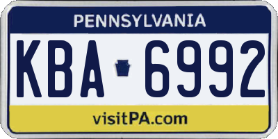 PA license plate KBA6992