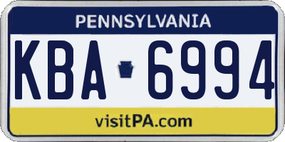 PA license plate KBA6994