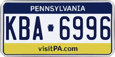 PA license plate KBA6996