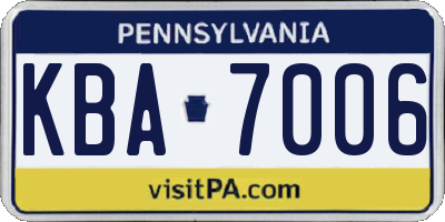 PA license plate KBA7006
