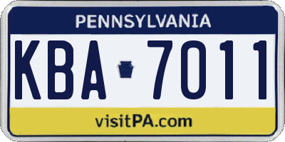 PA license plate KBA7011