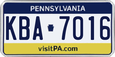 PA license plate KBA7016