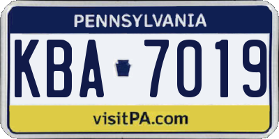 PA license plate KBA7019