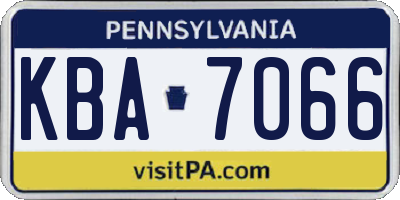 PA license plate KBA7066